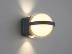 Kleine LED Außenwandleuchte ILLI Kugel aus Aluminium in Anthrazit, Höhe 11cm