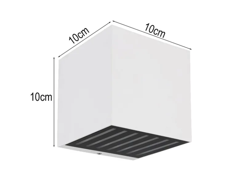 Kleine LED Außenwandleuchte ILLI Würfel aus Aluminium in Weiß, 10x10cm
