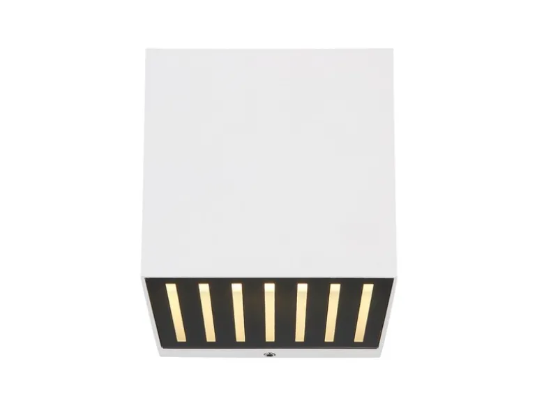 Kleine LED Außenwandleuchte ILLI Würfel aus Aluminium in Weiß, 10x10cm