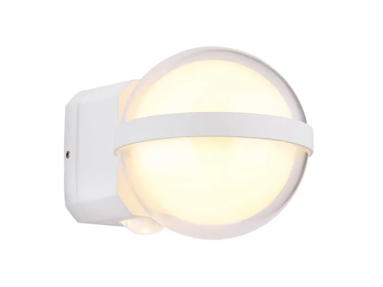 Kleine LED Außenwandleuchte ILLI Kugel aus Aluminium in Weiß, Höhe 11cm