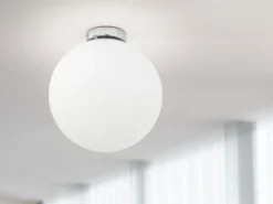 Kleine LED Deckenleuchte 1 flammig Glaskugel Opal Weiß, Ø 20cm