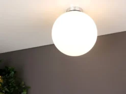 Kleine LED Deckenleuchte 1 flammig Glaskugel Opal Weiß, Ø 20cm
