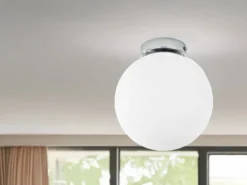 Kleine LED Deckenleuchte 1 flammig Glaskugel Opal Weiß, Ø 15cm
