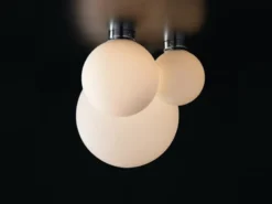 Kleine LED Deckenleuchte 1 flammig Glaskugel Opal Weiß, Ø 30cm