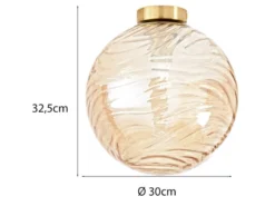 Kleine LED Deckenleuchte Glaskugel Wellenmuster Champagner, Ø 30cm