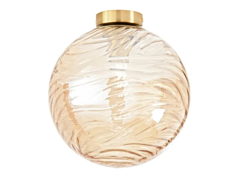 Kleine LED Deckenleuchte Glaskugel Wellenmuster Champagner, Ø 30cm