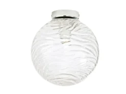 Kleine LED Deckenleuchte Glaskugel Wellenmuster Transparent, Ø25cm