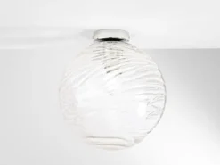 Kleine LED Deckenleuchte Glaskugel Wellenmuster Transparent, Ø 30cm