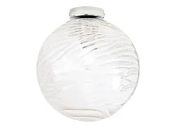 Kleine LED Deckenleuchte Glaskugel Wellenmuster Transparent, Ø 30cm
