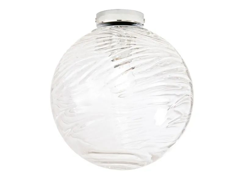 Kleine LED Deckenleuchte Glaskugel Wellenmuster Transparent, Ø 30cm