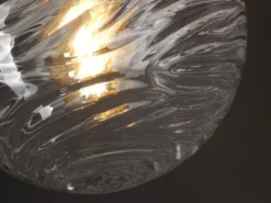 Kleine LED Deckenleuchte Glaskugel Wellenmuster Transparent, Ø 30cm
