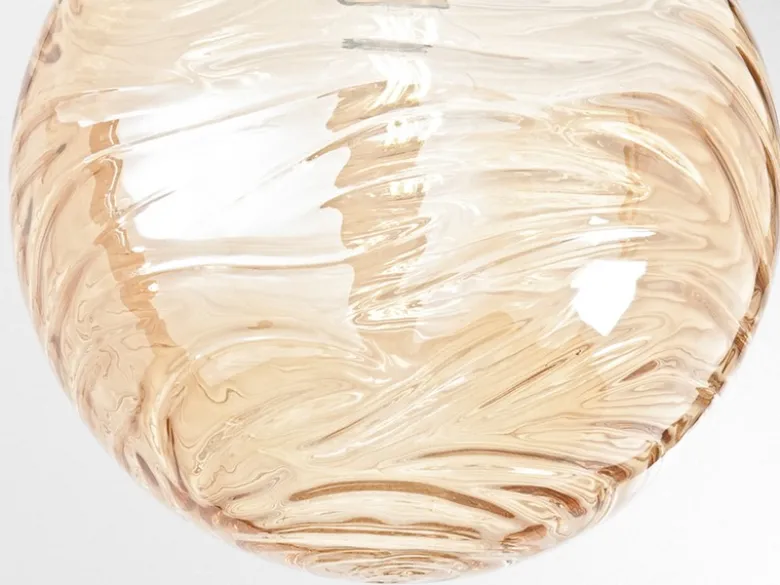 Kleine LED Deckenleuchte Glaskugel Wellenmuster Champagner, Ø 25cm