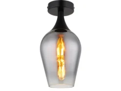 Kleine LED Deckenleuchte mit Rauchglas Lampenschirm, Ø 15cm