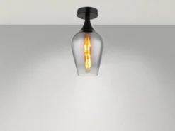 Kleine LED Deckenleuchte mit Rauchglas Lampenschirm, Ø 15cm