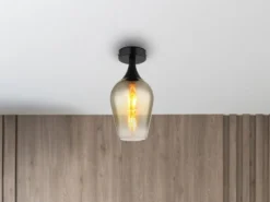 Kleine LED Deckenleuchte mit Glas Lampenschirm Gold, Ø 15cm