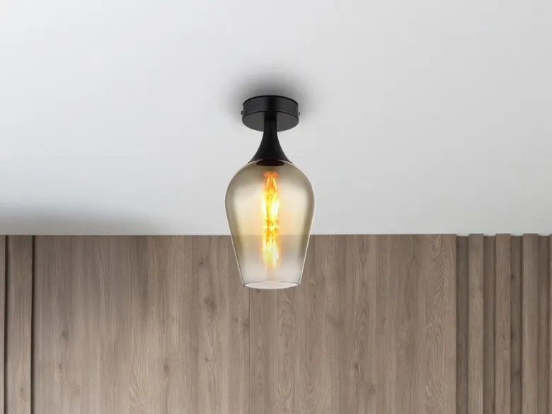 Kleine LED Deckenleuchte mit Glas Lampenschirm Gold, Ø 15cm