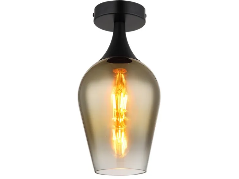 Kleine LED Deckenleuchte mit Glas Lampenschirm Gold, Ø 15cm