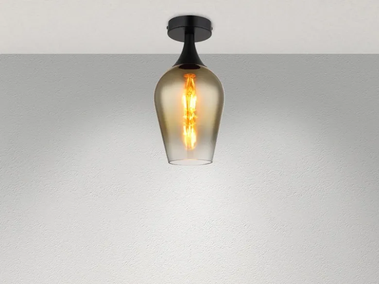 Kleine LED Deckenleuchte mit Glas Lampenschirm Gold, Ø 15cm