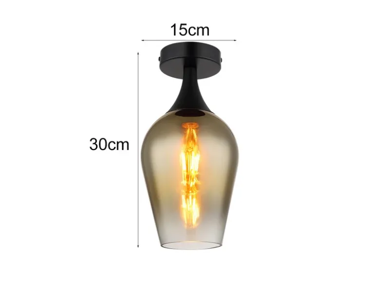 Kleine LED Deckenleuchte mit Glas Lampenschirm Gold, Ø 15cm