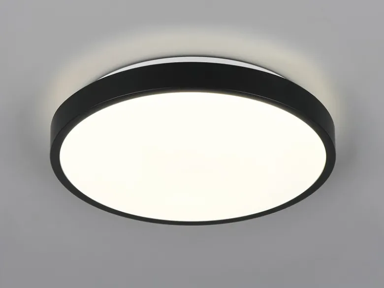 Kleine LED Deckenleuchte SLOPE ultraflach, Schwarz, Ø 28,5cm