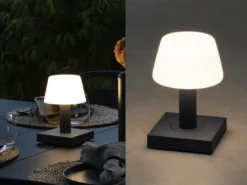 Kleine LED Outdoor Akku Tischleuchte MONACO per USB aufladbar, Anthrazit H: 19cm