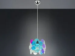 Kleine LED Pendelleuchte aus irisierendem Kunststoff, Ø 25cm