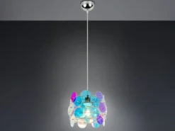 Kleine LED Pendelleuchte aus irisierendem Kunststoff, Ø 25cm