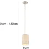 Kleine LED Pendelleuchte aus Stoff, 4-stufig höhenverstellbar, Ø 15cm