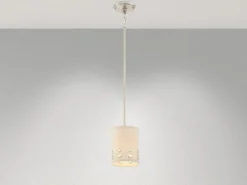 Kleine LED Pendelleuchte aus Stoff, 4-stufig höhenverstellbar, Ø 15cm