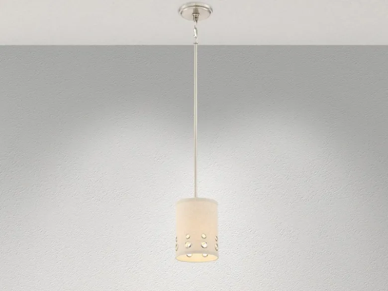 Kleine LED Pendelleuchte aus Stoff, 4-stufig höhenverstellbar, Ø 15cm