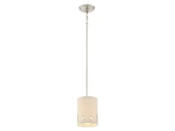 Kleine LED Pendelleuchte aus Stoff, 4-stufig höhenverstellbar, Ø 15cm