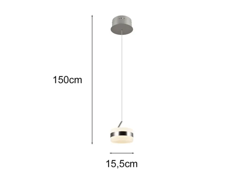Kleine LED Pendelleuchte DIOS höhenverstellbar 1-flammig, Silber Ø 15,5cm