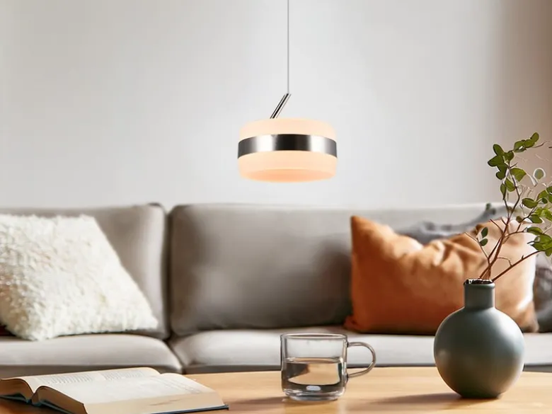 Kleine LED Pendelleuchte DIOS höhenverstellbar 1-flammig, Silber Ø 15,5cm