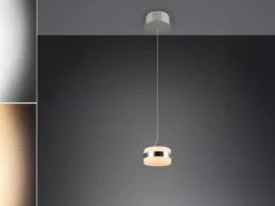 Kleine LED Pendelleuchte DIOS höhenverstellbar 1-flammig, Silber Ø 15,5cm