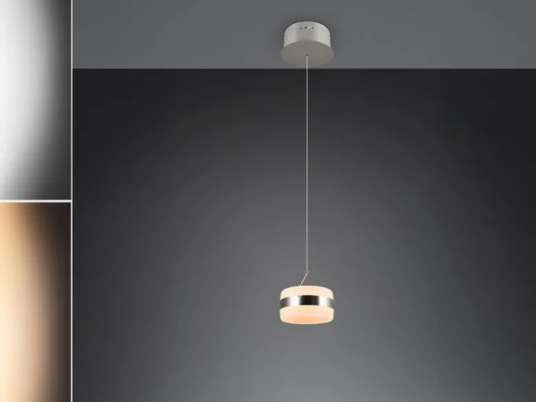 Kleine LED Pendelleuchte DIOS höhenverstellbar 1-flammig, Silber Ø 15,5cm
