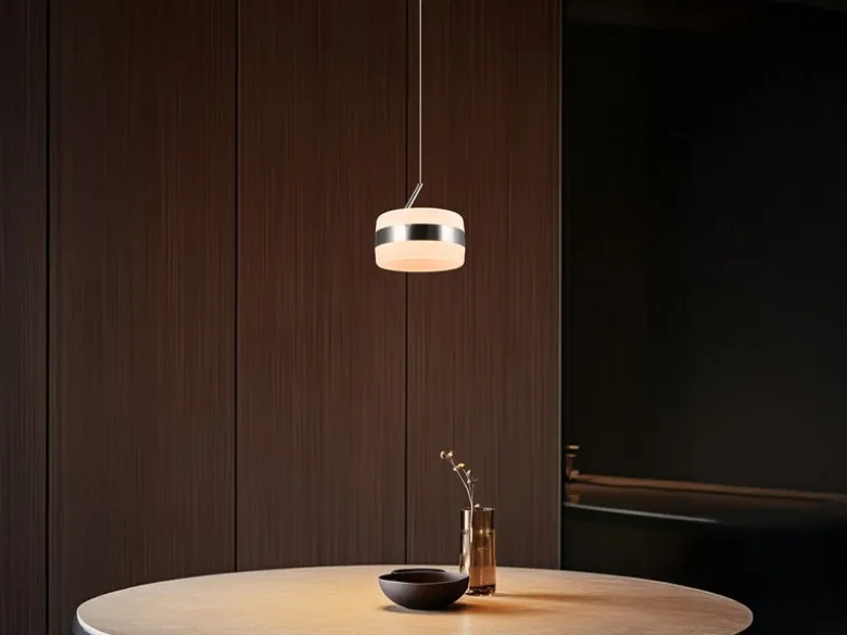 Kleine LED Pendelleuchte DIOS höhenverstellbar 1-flammig, Silber Ø 15,5cm