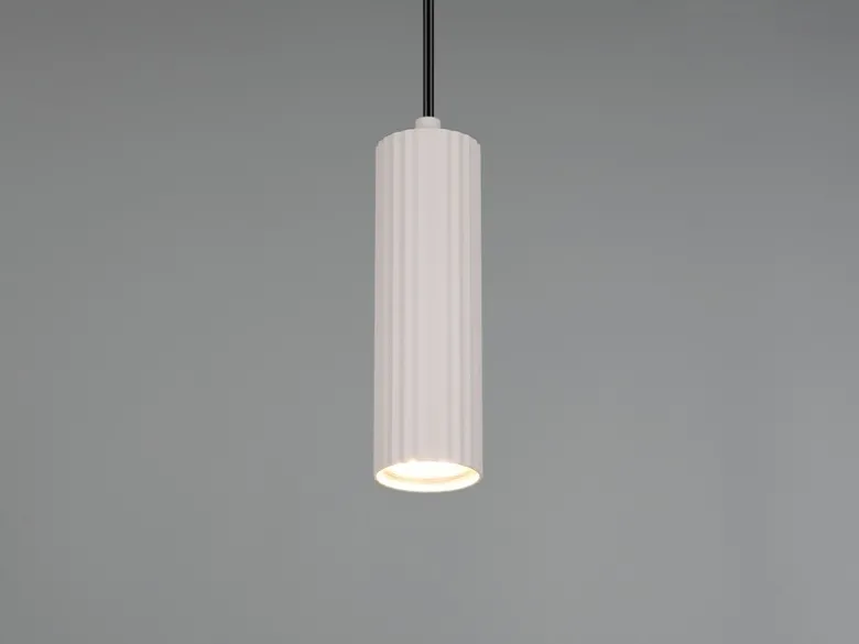 Kleine LED Pendelleuchte einflammig aus Metall Hellgrau Ø 5,5cm