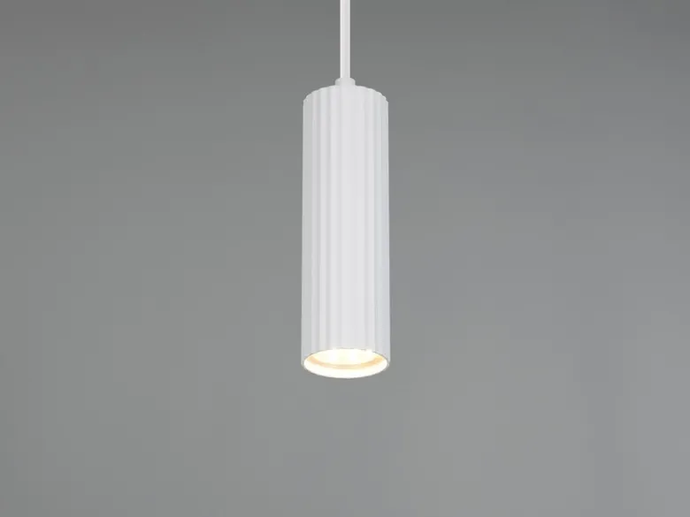 Kleine LED Pendelleuchte einflammig aus Metall Weiß Ø 5,5cm