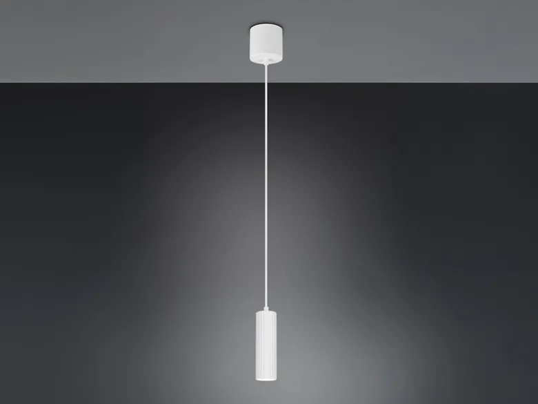 Kleine LED Pendelleuchte einflammig aus Metall Weiß Ø 5,5cm