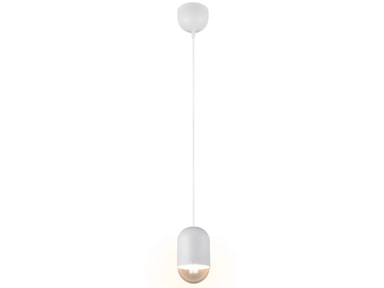 Kleine LED Pendelleuchte einflammig aus Metall in Weiß, Ø 10cm