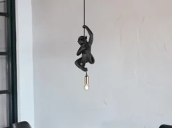 Kleine LED Pendelleuchte einflammig Affenlampe Schwarz, Breite 14,5cm