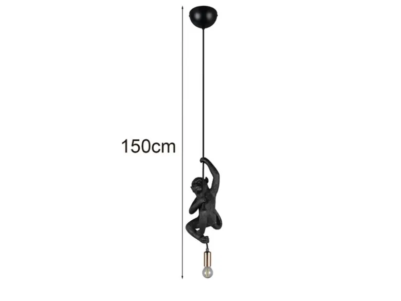 Kleine LED Pendelleuchte einflammig Affenlampe Schwarz, Breite 14,5cm