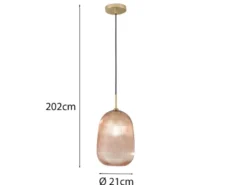 Kleine LED Pendelleuchte einflammig mit Glasschirm Bernstein Ø 21cm