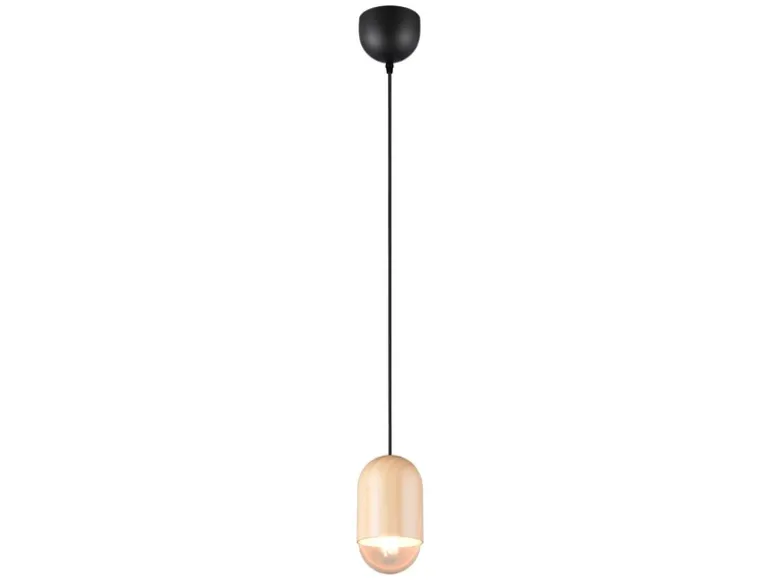 Kleine LED Pendelleuchte einflammig aus hellem Naturholz, Ø 10cm