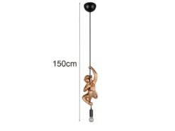 Kleine LED Pendelleuchte einflammig Affenlampe Schwarz Gold, Breite 14,5cm