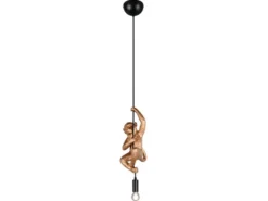 Kleine LED Pendelleuchte einflammig Affenlampe Schwarz Gold, Breite 14,5cm
