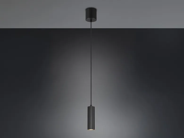 Kleine LED Pendelleuchte einflammig aus Metall Schwarz Ø 5,5cm