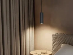 Kleine LED Pendelleuchte einflammig aus Metall Schwarz Ø 5,5cm