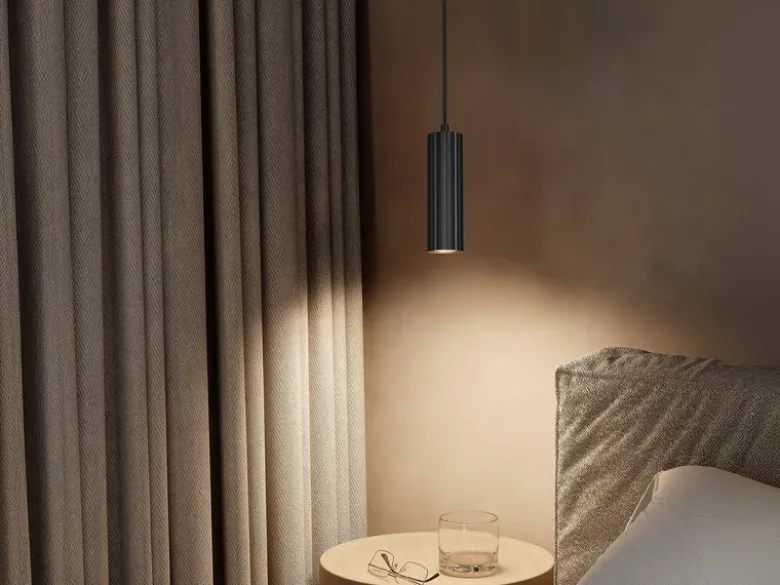 Kleine LED Pendelleuchte einflammig aus Metall Schwarz Ø 5,5cm