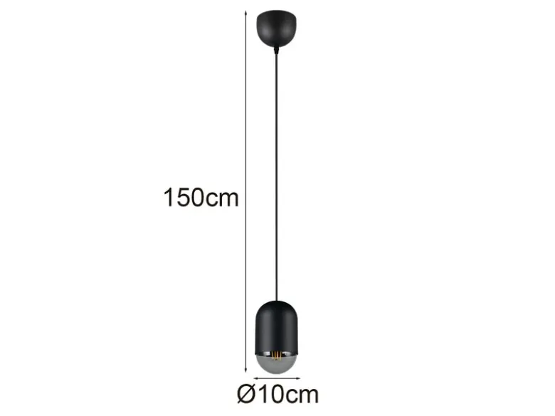 Kleine LED Pendelleuchte einflammig aus Metall in Schwarz, Ø 10cm